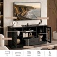 thumbnail image 3 of LIVIZA Modern Farmhouse TV Stand for TVs up to 70", Entertainment Center with Storage Cabinet & Glass Door,Black, 3 of 8