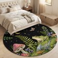 thumbnail image 4 of Round Area Rugs 4Ft, Frog Mushroom Non-Slip Washable Circle Rugs Carpet, Country Botanical Butterfly Eucalyptus Leaves Indoor Outdoor Rug Floor Mats Throw Runner for Bedroom Living Room Bathroom, 4 of 8