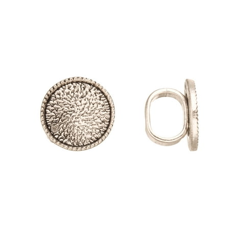 - Round Jagged Edge Cabochons Setting Licorice Beads Fits 10x8mm Licorice Leather - Antique Silver Plated