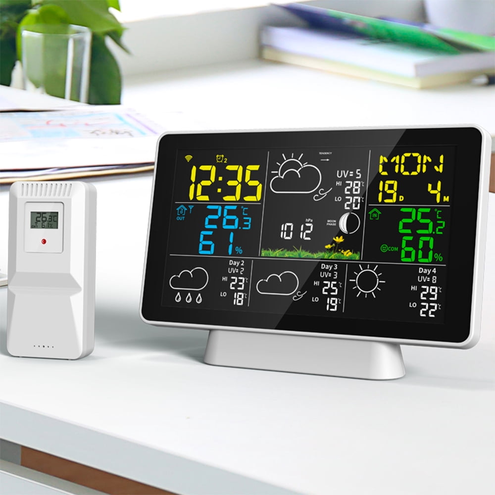 Weather Station,On Same Station Temperature And Pressure Display Peak With Weather On Meter Weather Clock Same Screen Atmospheric Pressure Wifi Color Screen Weather On Tuyya