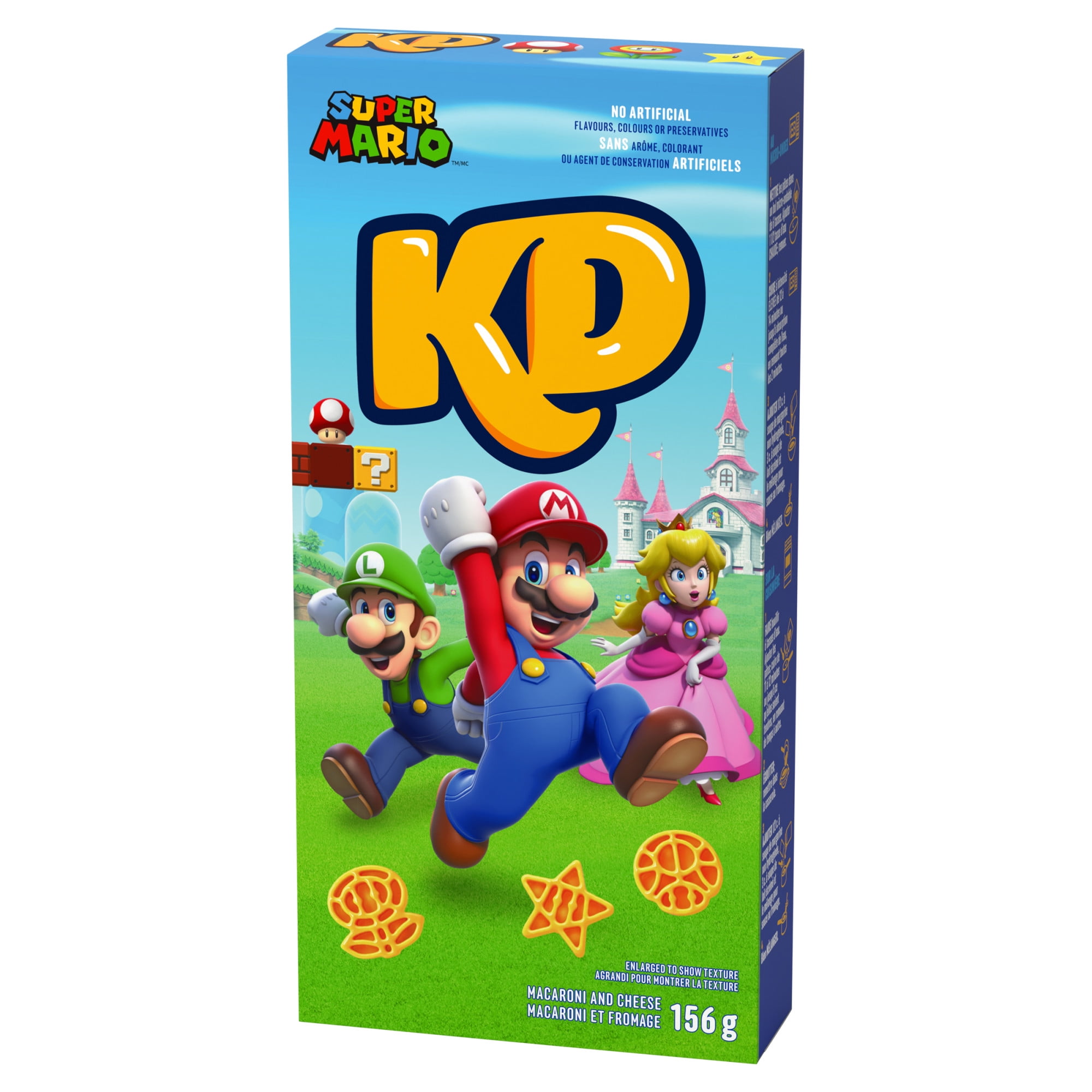 KD Super Mario Power-Up Pasta Shapes Macaroni and Cheese, 156 g Box, Boxed Mac & Cheese - 156g