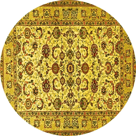 Ahgly Company Indoor Round Persian Yellow Traditional Area Rugs, 7' Round