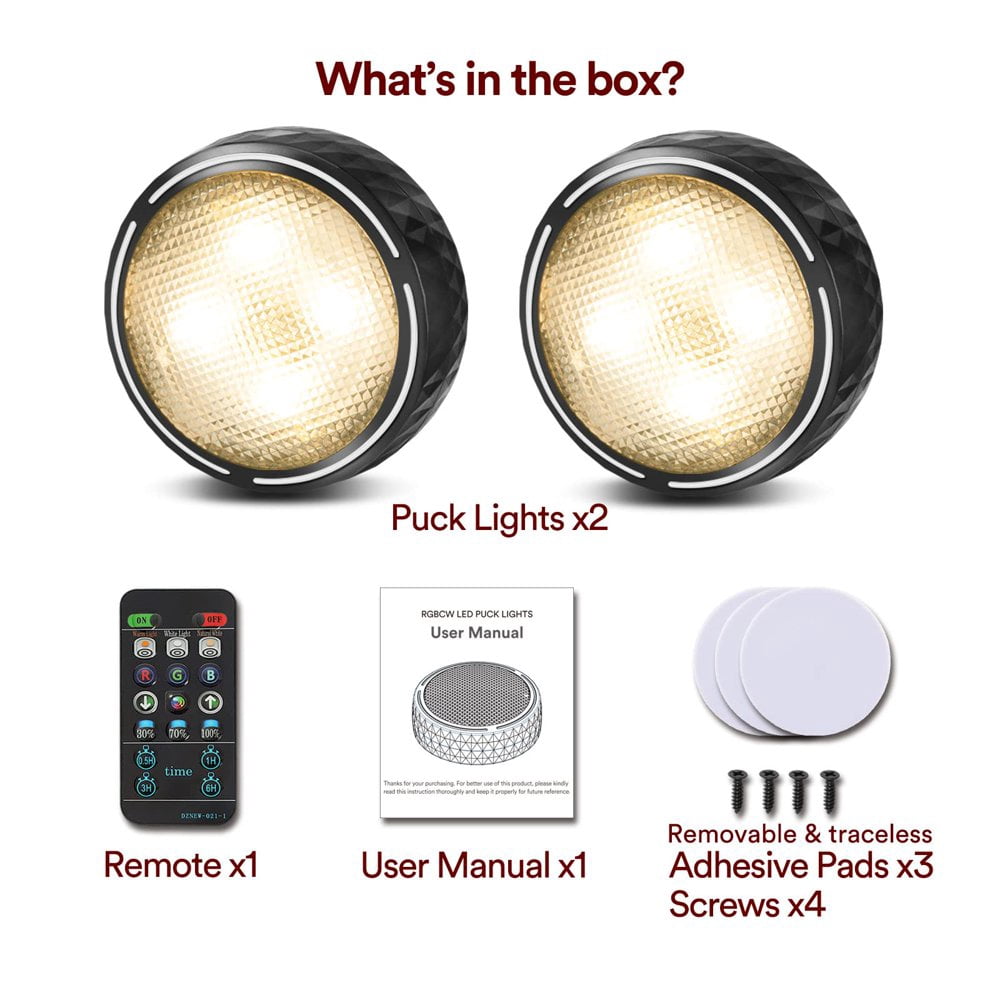 OUSITAID LED Puck Lights Battery Operated LED Under Cabinet Lighting Wireless Stick on Tap Lights with Remote Controll Color Changing Timer Function for Cabinets  Shelves  Closets - 6Pack