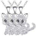 thumbnail image 2 of Cadenas de Gatos y Circonia, MXEKI-003, 3Pzas, Gato/Circonia, Plata, Metal, Cadena y Dije, 2 of 3