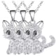 thumbnail image 2 of Cadenas de Gatos y Circonia, MXEKI-003, 3Pzas, Gato/Circonia, Plata, Metal, Cadena y Dije, 2 of 3