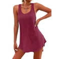thumbnail image 2 of Trajes de Baño para Mujer, Vestidos de Playa Básicos, Sin Mangas, con Cuello en U, para Playa Vino Tinto XL, 2 of 9