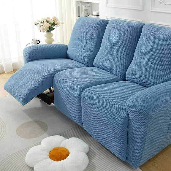 Nvzi -b Couch Cover Solid Color Stretch Sofa Covers Jacquard Reclining Chair Cover for Living Room Sofa Easy Fit Washable Furniture Sofa Protector(Blue,3 seat)