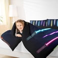 thumbnail image 4 of Manfei Modern Cool Gradient Light Queen Comforter Set,Cartoon Light Sword Bedding Sets,Multicolor Neon Bedding Comforter Set For Boys Kids,Breathable Home Decor Reversible,3pcs, 4 of 8
