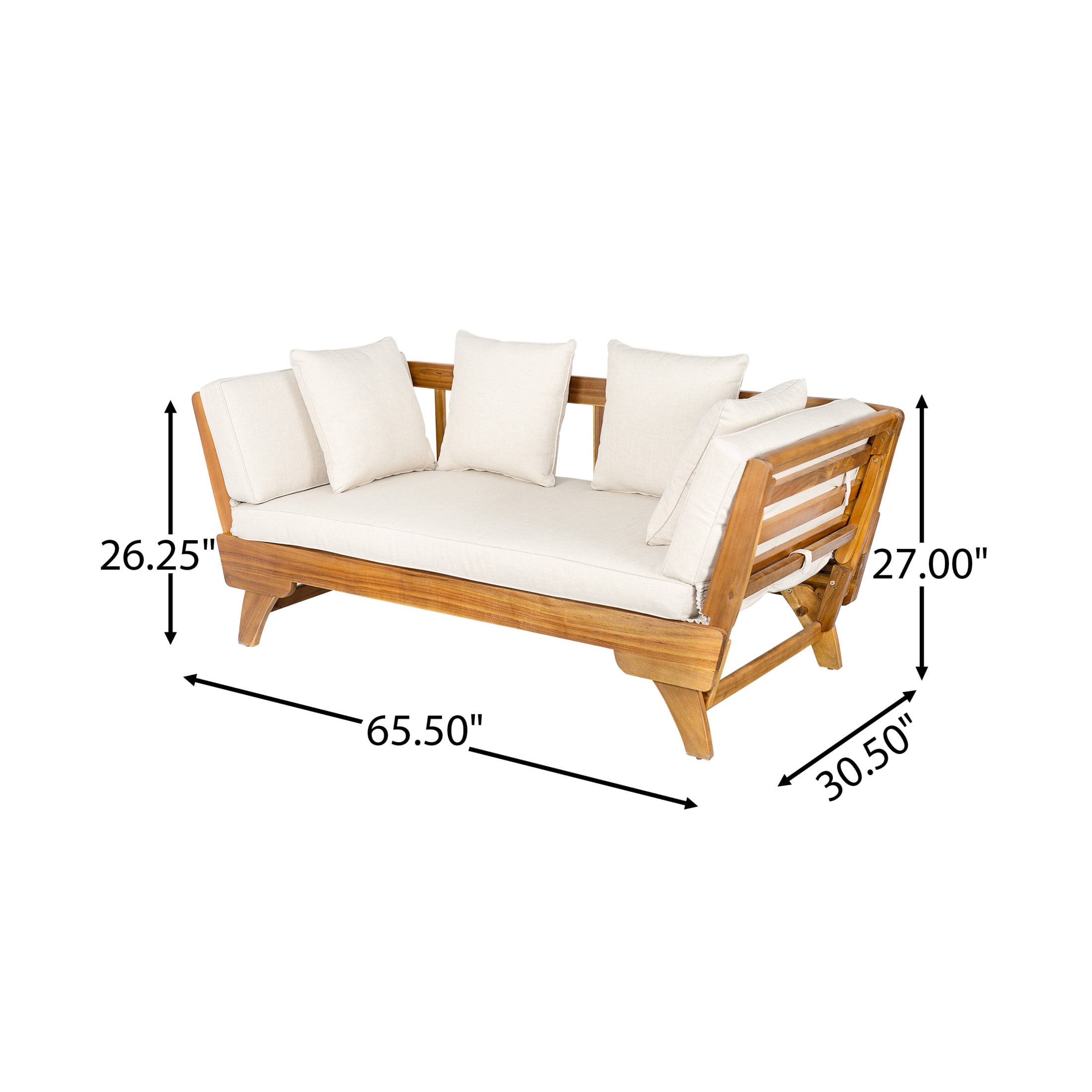Christopher Knight Home 3-in-1 Convertible Patio Outdoor Daybed with Foldable Arm, Cushions & Pillows, Beige