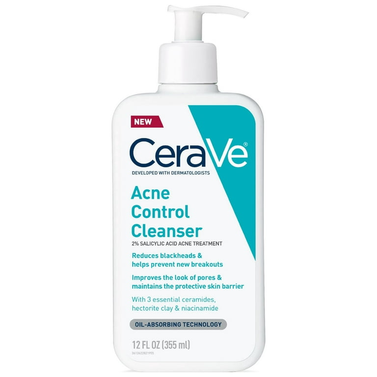 CeraVe Acne Control Face Cleanser with 2% Salicylic Acid & Purifying Clay  for Oily Skin Fragrance Free