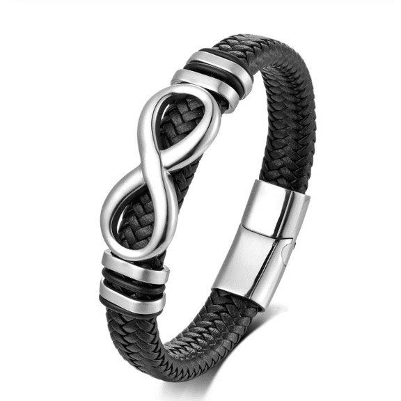 To My Man Infinity Bracelet, Personalized Infinity Knot Leather Bracelet,Custom Bracelets Valentine Christmas Gift for Him(1 pcs*kkl)