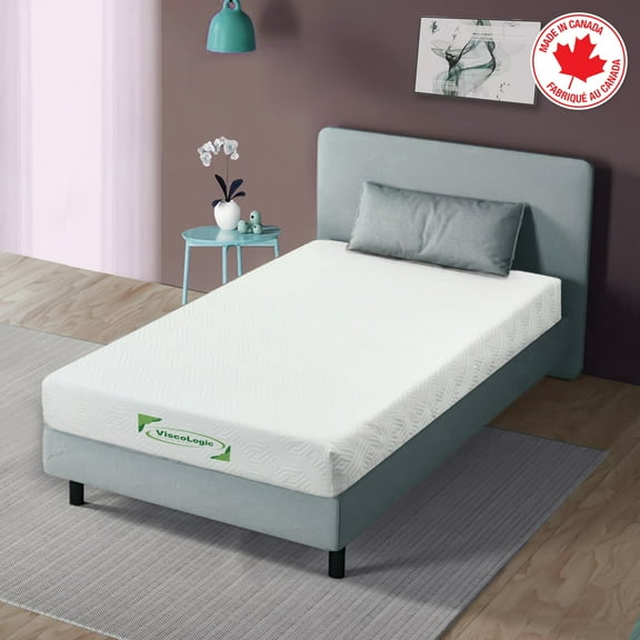 ViscoLogic HarmonyNap Twin Mattress, Made in Canada Firm Feel Sleep Cool Gel infused Supportive & Pressure Relief Mattress, CertiPUR-US® Certified Foam, 4 Inch Twin