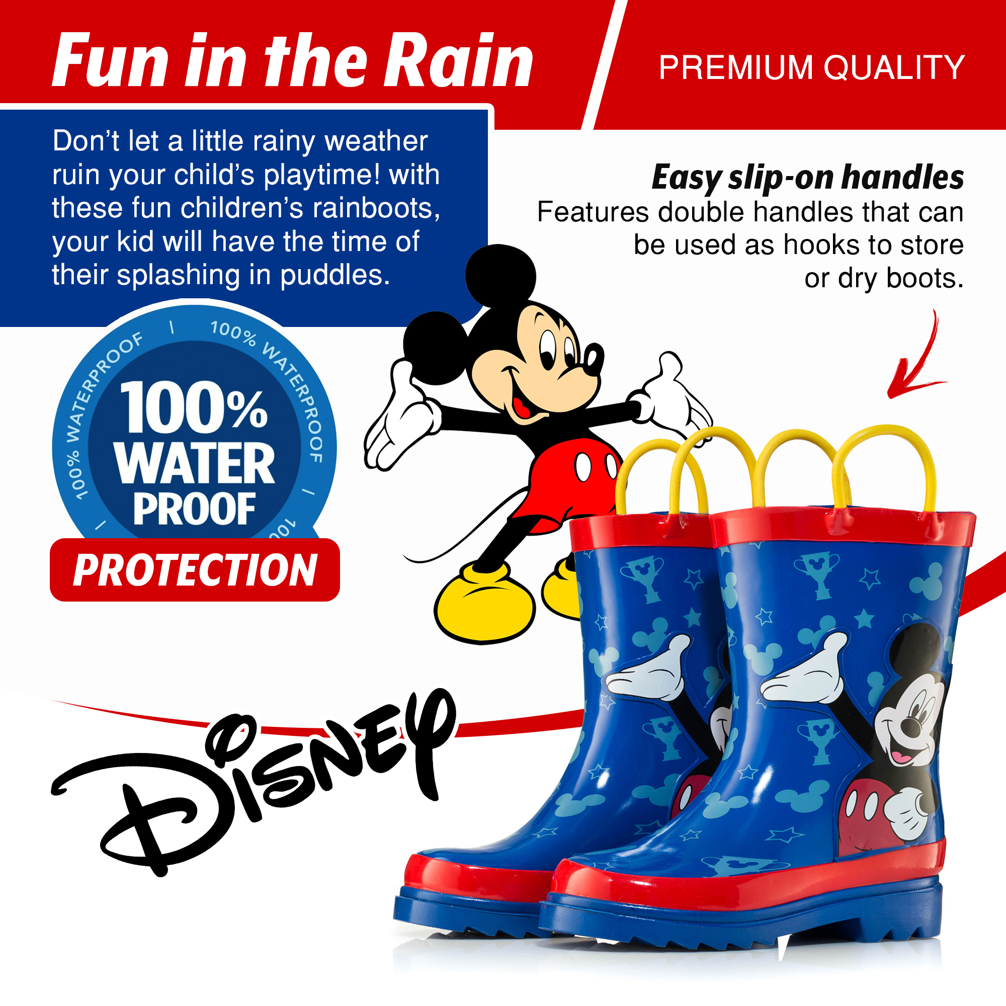 Disney Mickey Mouse Blue Rubber Rain Boots - Size 5 toddler - image 2 of 6