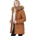 thumbnail image 3 of Women's Winter Hooded Parka Coat Warm Fleece Lined Jacket Thickened Windproof Parka with Removable Faux Fur Trim(Ginger, XS), 3 of 5