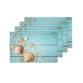 thumbnail image 4 of MKHERT Summer Blue Wooden Seashell Starfish Placemats Table Mats for Dining Room Kitchen Table Decoration 12x18 inch,Set of 4, 4 of 4