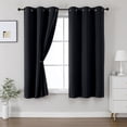 thumbnail image 4 of OVZME Kalme Black Blackout Curtains 63 Inch Length, 2 Panels Set Grommet Thermal Insulated Room Darkening Window Drapes for Bedroom and Living Room, Each W40xL63 Inch, Black, 4 of 9