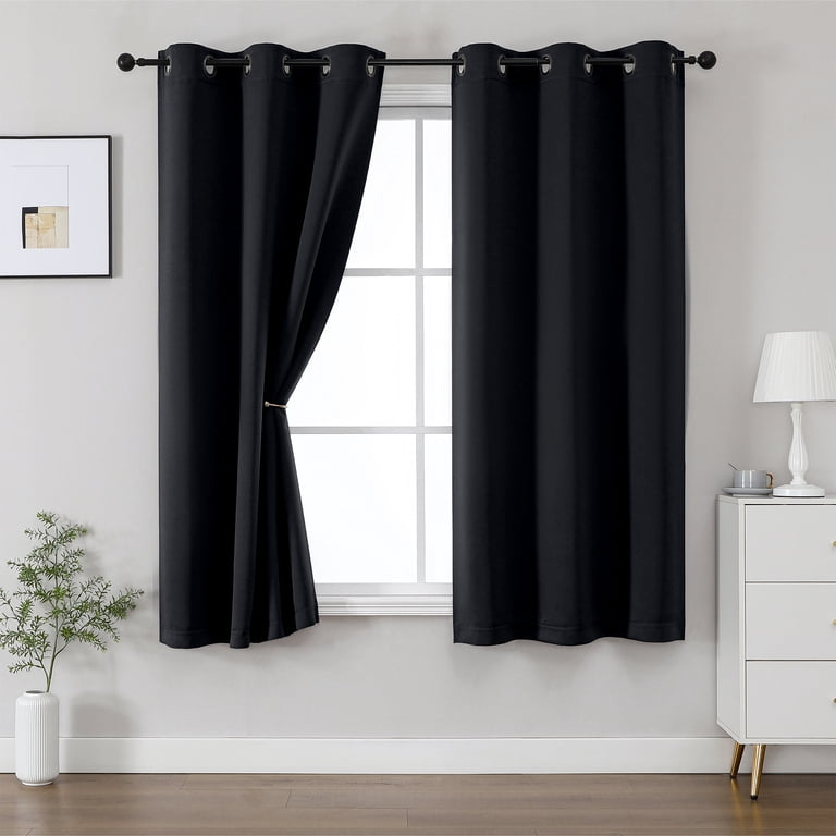 Kalme Blackout Curtains 2-Pack, 40x63 Inches, Black photo 4