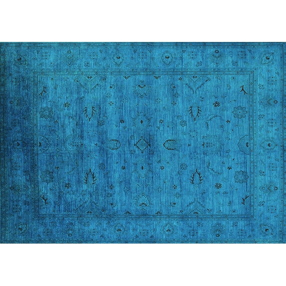 Ahgly Company Indoor Rectangle Oriental Turquoise Blue Industrial Area Rugs, 5' x 7'