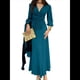 thumbnail image 1 of Vestidos de Cóctel de Sirena para Otoño e Invierno para Mujer, Larga, Escote en V, Ajustados, Maxivestido Fruncido en la Cintura. Azul Pavo Real M, 1 of 9