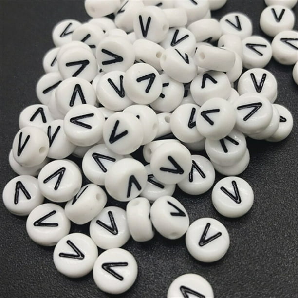 Cuentas acrílicas de forma ovalada para fabricación de joyas, abalorios sueltos con letras de 7mm, 100 piezas, novedad