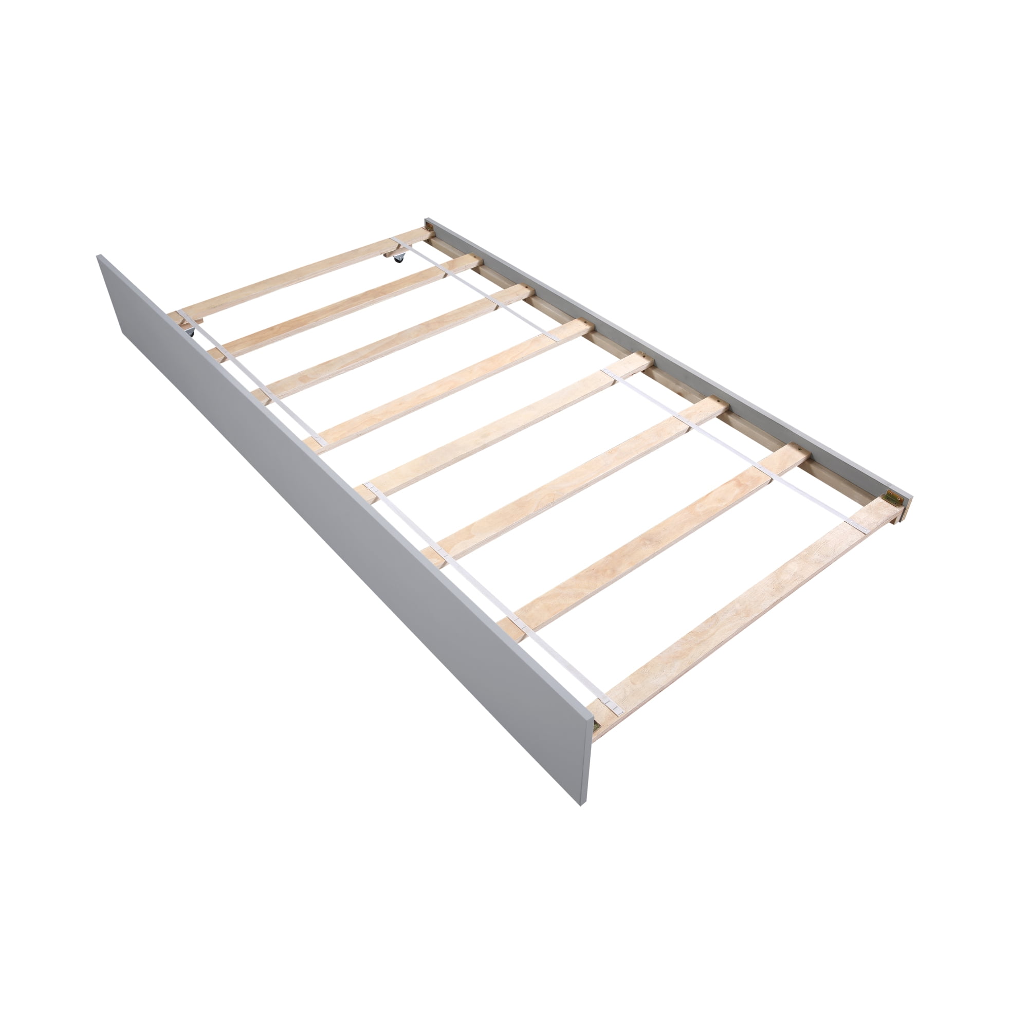 Leumius Twin Size Bed Frame with Trundle, Platform Bed Frame with Headboard and Footboard for Bedroom Small Living Space Grey