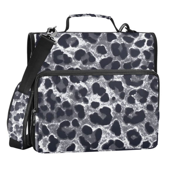 ALAZA Zipper Binder Grey Leopard Print 3 Ring Trapper Keeper File Folder Organizer Bag