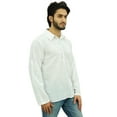 thumbnail image 6 of Atasi Men's White Short Kurta Roll-Over Shirt Collar Ethnic Indian Clothing-Large, 6 of 7
