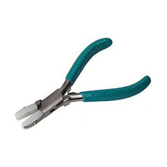 4-1/2" Flat Nose Non-Marring Nylon Jaw Colored Metal Wire Holding Bending Straightening Jewelry Making Glitter Line Pliers