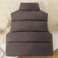 thumbnail image 5 of SonxaHe Big Boy Puffer Vest Winter Warm Padded Quilted Sleeveless Jacket with Stand Collar for Kids Outdoor Brown,Sized 8-9, 5 of 6