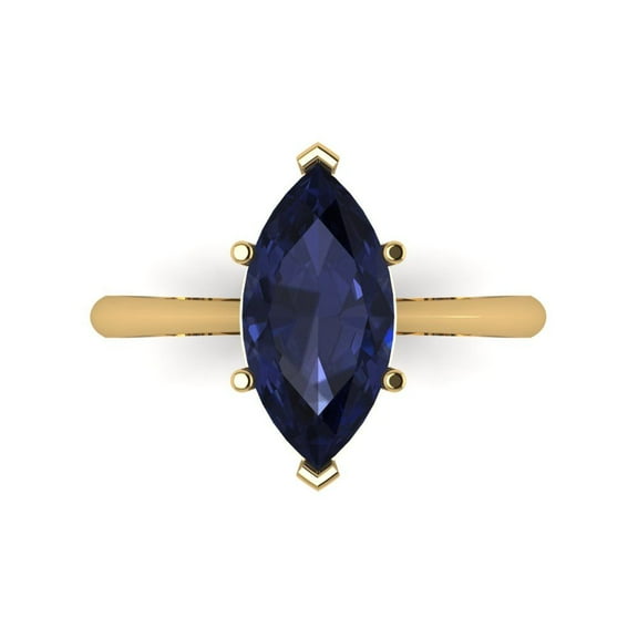 Clara Pucci 14K Yellow Gold 2.5ct BlueSapphire Solitaire Ring for Women