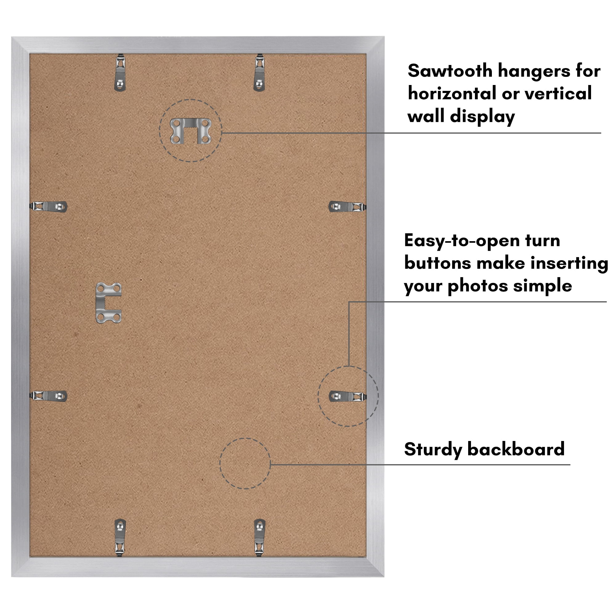 Americanflat 12x18 Poster Frame with Polished Plexiglass with 11x17 Mat 5 Pack Display Photo Galleria - Silver