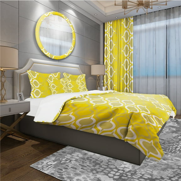 Designart 'Yellow Pattern' Modern Duvet Cover Set