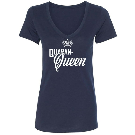 Quaran-Queen Womens V-Neck Tee
