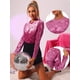 thumbnail image 2 of Camiseta casual de manga larga con cuello redondo y parte superior de terciopelo para mujer Fucsia S, 2 of 6
