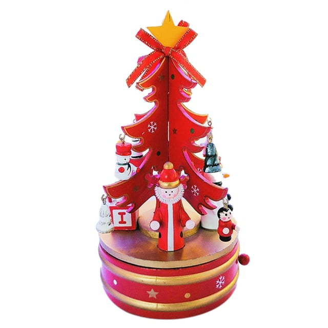 Bangcool Table Christmas Tree Snowman Bell Wood Fake Mini Xmas Tree Desktop Ornament