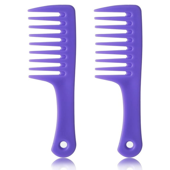 2 PCS Mini Wide Tooth Comb, Portable Detangling Comb, Plastic Curl Comb, Big Tooth Combs for Women Hair Styling Comb Travel Size Comb for Curly Hair Long Hair and Wet Hair (Purple)