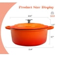 thumbnail image 3 of Horno holandés de hierro fundido esmaltado EDGING CASTING, 5.5 cuartos, redondo, con tapa y doble asa para hornear pan, apto para horno hasta 260 °C, color naranja, 3 of 5
