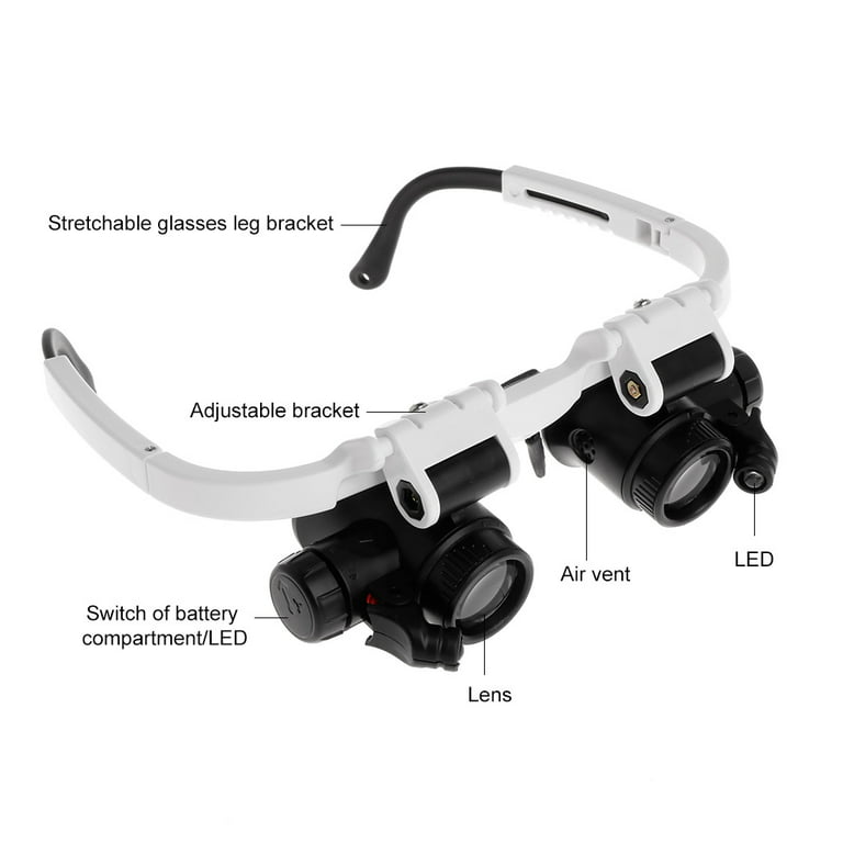 Adjustable Headband Magnifying Glass with Led Light 8X 23X Magnifier  Goggles Binocular Glasses Handsfree Magnifier