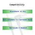 thumbnail image 3 of Cable auxiliar de audio de repuesto para auriculares inalámbricos para juegos Razer BlackShark V2 Pro (nailon trenzado), 3 of 8