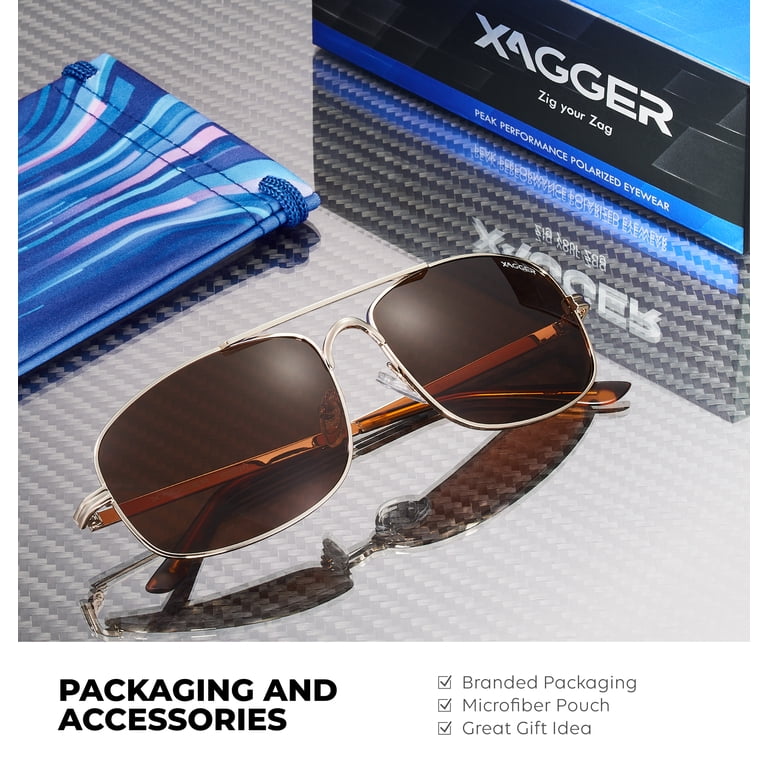 Xagger Polarized Oval Aviator Sunglasses for Men Pilot Metal  display picture 1