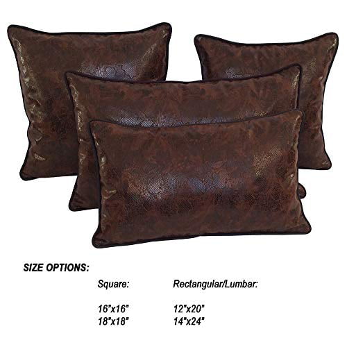 Office pillowerus Artificial Leather Black 14x24 Inches Couch Pillowcase Cushion Cover Modern Fashionable Decorative Throw Lumbar Bolster Pillow Case with Piping for Indoor-Outdoor Home Car