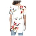 thumbnail image 6 of Pntutb Womens Plus Size Crew-Neck Short Sleeve Print Tops Hide Belly Tunic Shirts Dressy Casual Flowy Blouse White XL, 6 of 6
