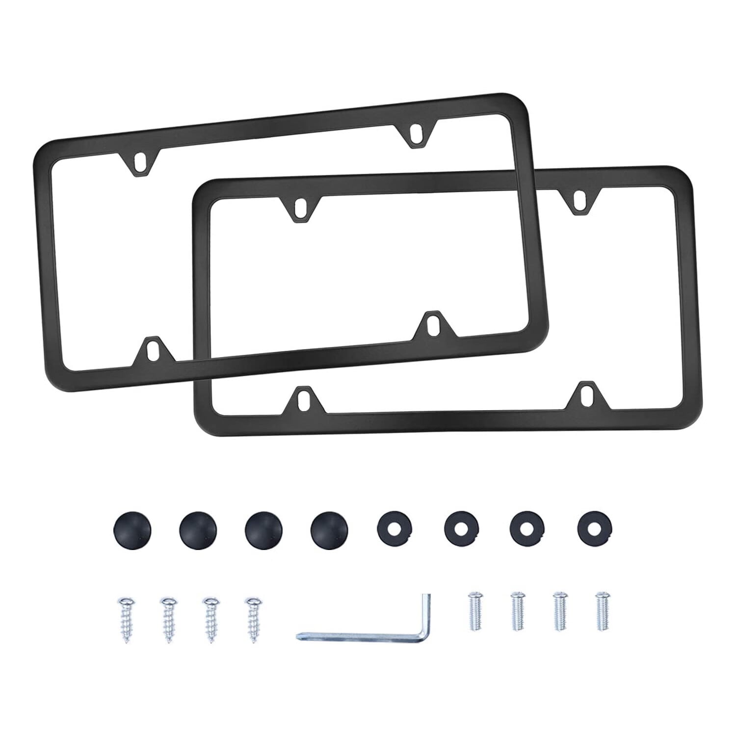2 PCS Car Licence Plate Covers,4 Holes Stainless Steel License Plate