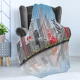 thumbnail image 4 of North Carolina Soft Flannel Fleece Blanket, Charlotte Skyline with Urban Skyscrapers Buildings City Landscape, Cozy Plush for Indoor and Outdoor Use, 60" x 80", Blue Pale Grey Coral, by Ambesonne, 4 of 5