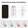 thumbnail image 6 of BN-LINK Multi Plug Outlet Extender, 6 Wall Outlets and 3 USB Ports (1 USB C), Multi Outlet Splitter Power Strip, USB Wall Power Strip Plug Adapter for Home, Office, Travel, 5V, 3.4A, 6 of 7