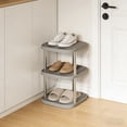 thumbnail image 4 of Rewenti 3-Tier Squares Shoe Rack Stackable Entryway Shoe Storage Shelf Deep Width Boot Rack for Closets Dorm Garage Heavy Duty Metal Shoe tower, 4 of 6