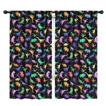Blackout Kids Curtains,Colorful Cartoon Dinosaurs RainbowColors Pattern Childrens Insulated Curtains Set Of 2,Bedroom Essentials,Toddler Room Decor 42"x84"