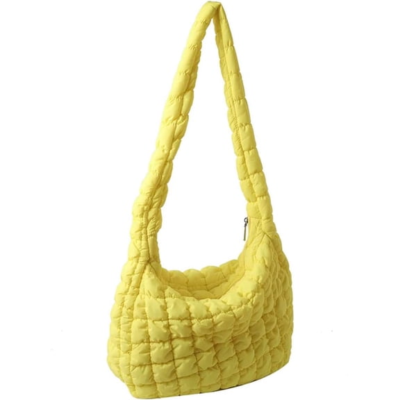 LinYooLi Puffer Tote Bag for Women Quilted Puffy Crossbody Bag Lightweight Down Shoulder Bag Trendy Cotton Padded Hobo Bag
