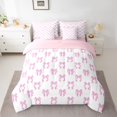 thumbnail image 3 of Homewish Cute Cartoon Bowtie 7-Piece Twin Bedding Sets,Kawaii Bow Bedding Comforter Set,White Pink Sheet Sets For Girls,Microfiber Bedroom Decor Reversible, 3 of 9