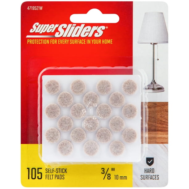 Super Sliders 3/8" Round Self Stick Felt Bumper Pads Beige, 105